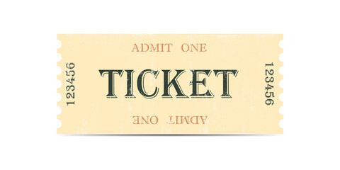 old vintage admit one ticket isolated