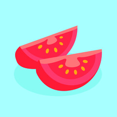 Two slices of tomato, illustration