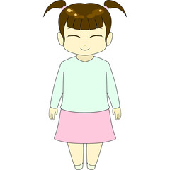 ちびキャラのイラスト（女性・正面）