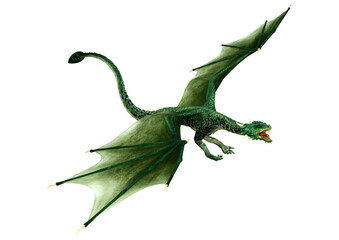 3D Rendering Fairy Tale Dragon on White