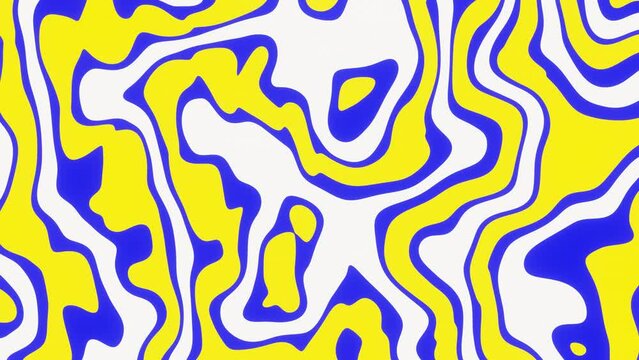 4k Abstract colorful motion graphic background. Blue and yellow wave lines abstract seamless looping backgorund texture.