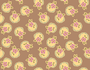 Japanese Pretty Flower Circle Vector Seamless Pattern