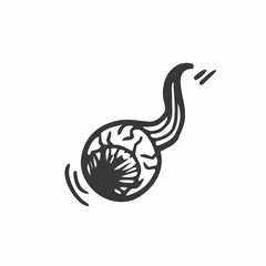 Obraz premium Doodle eyeball. The organ of vision. Hand drawing vector illustration with black line. A picture of a terrible eye. Icon from the collection for the holiday Halloween.