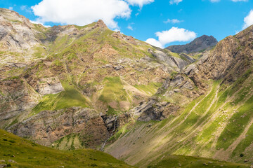 View from the Rincon del Verde and the Salto de Tendenera Waterfall in the Ripera Valley, Pyrenees