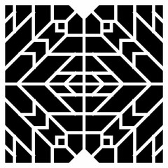 Cutout Silhouette with tile abstract diamond for cutting. Wall art for home decor and interior design. Black and white. EPS8 #12