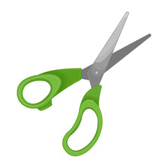 Opened a scissors on white Background. Design Template of Classic Scissors for Graphics, Mockup. Top View