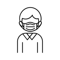 Black line icon for Wear mask