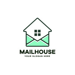 Mail House Building Logo Template