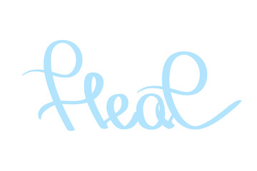 Vector calligraphy word Heal. Hand drawn calligraphy lettering design. Template for textile, banner, t shirt design, card, print, milling cut