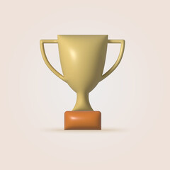 3d cartoon style winner cup. Vector
