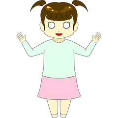 ちびキャラのイラスト（女性・正面）