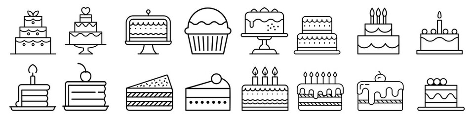 Cake icon vector set. dessert illustration sign collection. delicious symbol. confectionery logo.