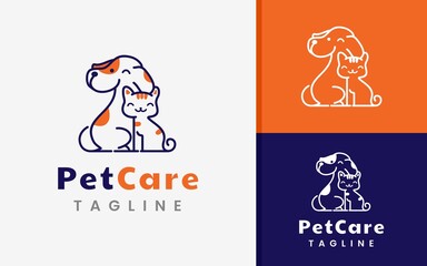 Pet Care Cute Dog and Cat Logo Design