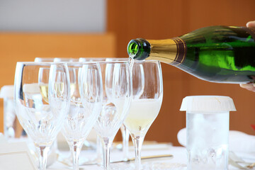 champagne bottle and glass