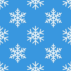 Fototapeta na wymiar Snowflakes seamless background. Christmas or Winter blue pattern. Snowfall xmas repeat backdrop. Happy New Year Card concept. Vector snowflake illustration. EPS 10.