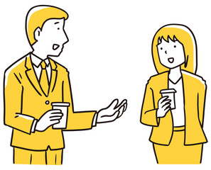 リラックスして会話をする男女