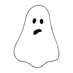 The ghost of Halloween. Vector ghost with doodle style. Isolated on a white background