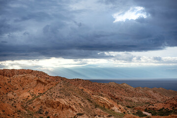 Canyon rocks in the desert. Red rocks canyon landscape. Canyon desert landscape