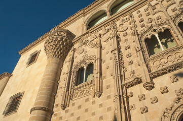 Jabalquinto palace facade. Reinassance style. Baeza. Jaen. Andalusia.  Spain