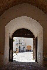 An alley in Specchia, a medieval village in the Puglia region of Italy.