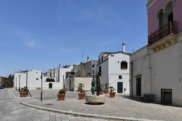 Fototapeta na wymiar The town square of Specchia, a medieval village in the Puglia region of Italy.
