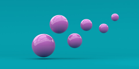 Composition of shiny purple spheres. 3d render. Abstraction background for ideas.