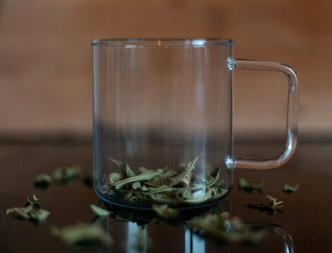 Glass Mug With Vervain Tea