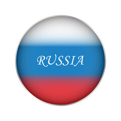 Russian flag button. Flag of Russian Federation. White, blue, red. Isolated illustration on white background
