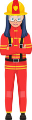 Girl firefighter clipart design illustration