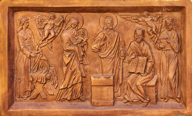 Fresco newborn Jesus Messiah Savior of people from their sins. 