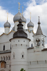 Fototapeta na wymiar Scenic view of the white stone Rostov Kremlin, Russia