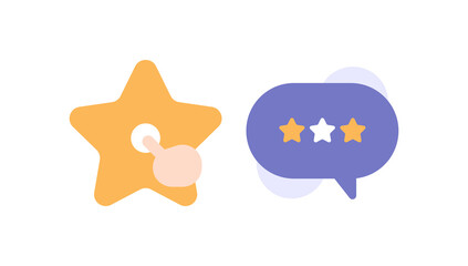 give a rating, review, give an assessment. evaluation. stars, comments, criticism, suggestions, customers. symbols and icons. flat cartoon illustration. concept design