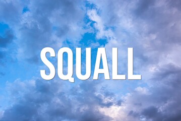 Fototapeta premium SQUALL - word on the background of the sky with clouds.