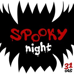 Spooky night. Halloween party template design in urban graffiti style with monster teeth. Suitable for banners, greeting cards, posters and invitation. Vector illustration