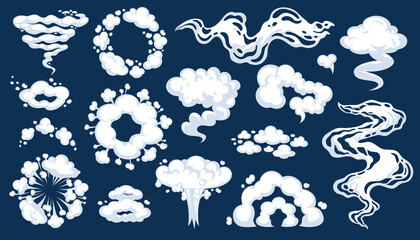 Comic cartoon smoke or cloud, vector speed motion effects - obrazy, fototapety, plakaty