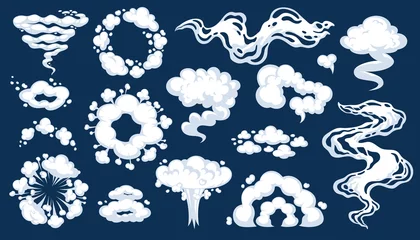 Poster Comic cartoon smoke or cloud, vector speed motion effects © mspoint