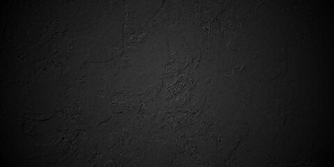 Dark black color grungy cracked wall texture backdrop background with space for text or image. Stone black texture background. Dark cement, concrete grunge.