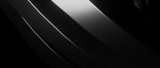 Metallic abstract curve banner dark background 3D render