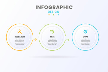 3 step geometric circular modern infographic template design