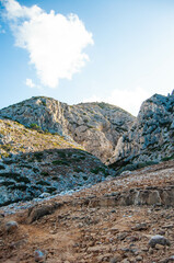 Rocky mountains in the gorge, Crete island, Greece.