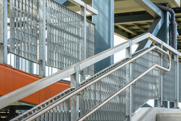 Metal parts of the railway bridge.symmetry of the metal railway bridge.Closeup.