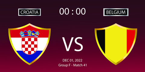 Soccer world cup 2022. Croatia vs Belgium. Group stage match 41. Vector illustration. eps 10