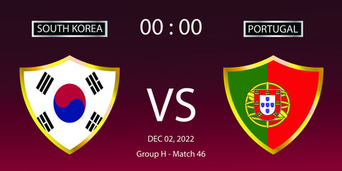 Soccer world cup 2022. South Korea vs Portugal. Group stage match 46. Vector illustration. eps 10