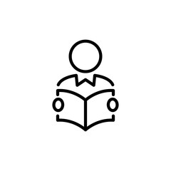 Person reading a book icon, read icon vector, sign, symbol, logo, illustration, editable stroke, flat design style isolated on white linear