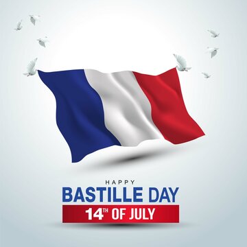 happy bastille day France greetings. vector illustration design.