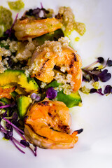 Shrimp with quinoa and avocado