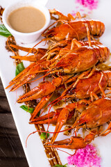 Boiled crayfish with mustard sauce