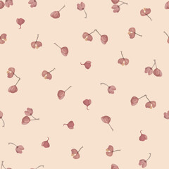 seamless hand drawn little pink sakura flowers background , greeting card or fabric