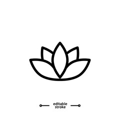 lotus flowers, Lotus, Lily Flower Icon. Spa icons button, vector, sign, symbol, logo, illustration, editable stroke, flat design style isolated on white linear pictogram