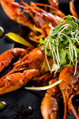 Boiled crayfish with mango sauce